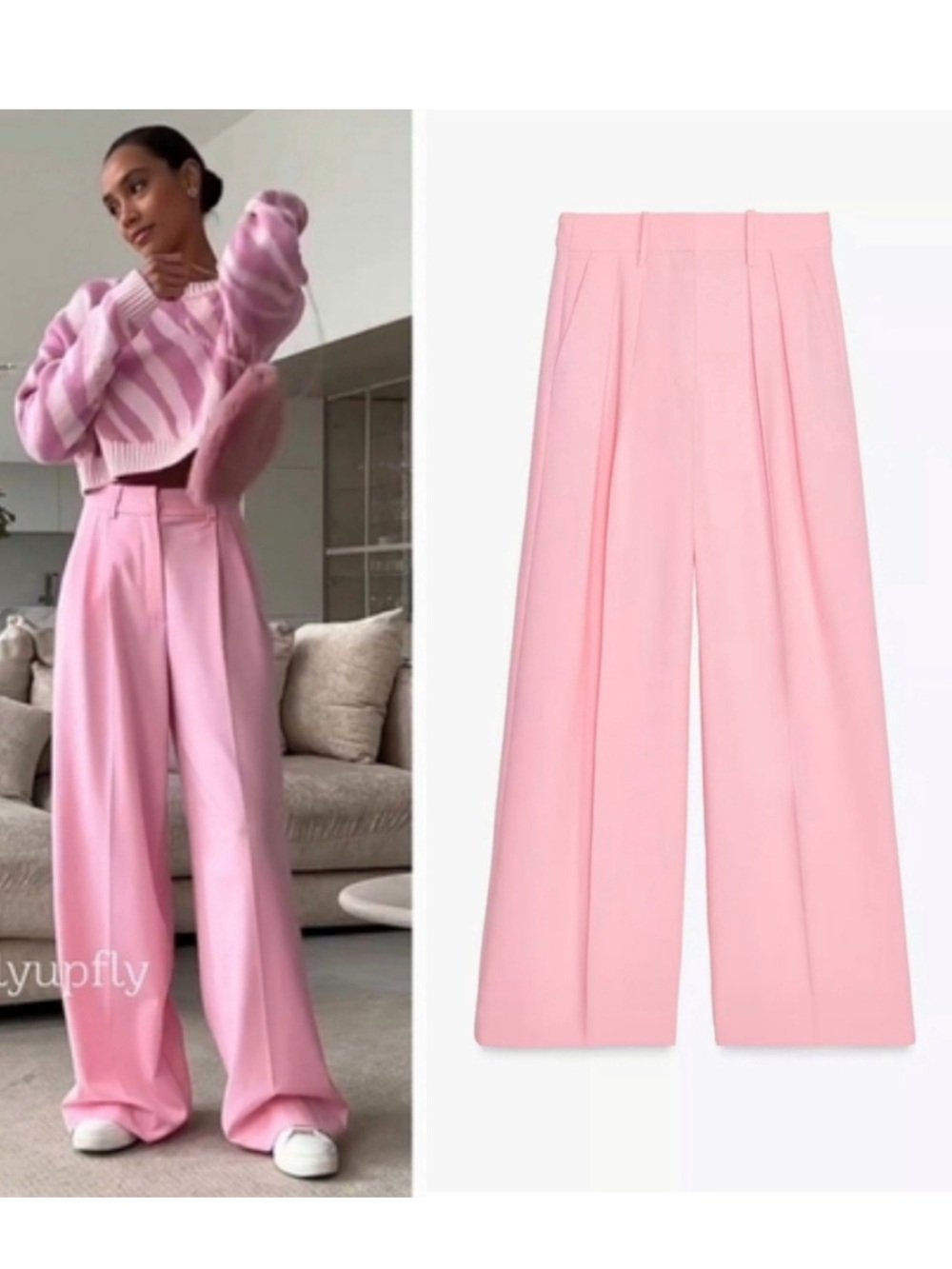 ZARA WIDE LEG PINK TROUSERS nwt